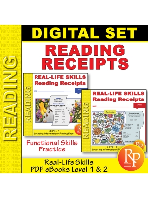 READING RECEIPTS PDF Set - Levels 1 & 2: Real-Life Skills READING RECEIPTS PDF Set - Levels 1 & 2: Real-Life Skills