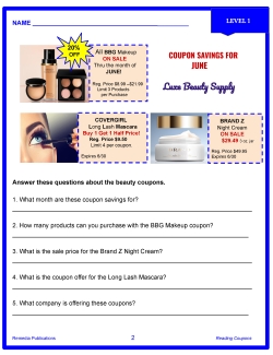 Reading Coupons Levels 1 &amp; 2 PDFs: Functional Real-Life Skills