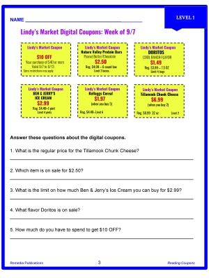 Reading Coupons Levels 1 & 2 PDFs: Functional Real-Life Skills Reading Coupons Levels 1 & 2 PDFs: Functional Real-Life Skills