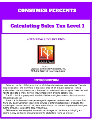 Consumer Percents: Calculating Sales Tax - Level 1 Consumer Percents: Calculating Sales Tax - Level 1