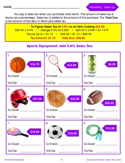 Consumer Percents: Calculating Sales Tax - Level 2