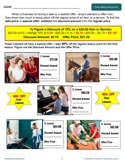 Consumer Percents Set: Discounts - Sales Tax - Tips - Word Problems