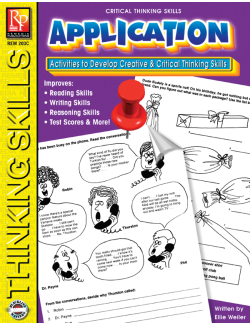 Critical Thinking Skills: Application Critical Thinking Skills: Application