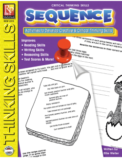 Critical Thinking Skills: Sequence Critical Thinking Skills: Sequence