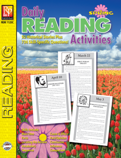 Daily Reading Activities: Spring Daily Reading Activities: Spring
