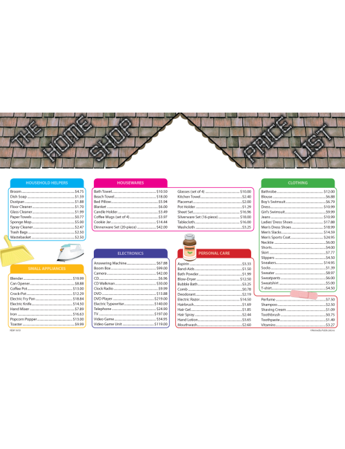Department Store Math (Extra Price Lists)