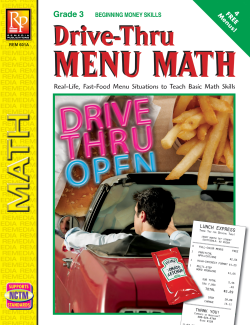 Drive-Thru Menu Math: Beginning Money Skills Drive-Thru Menu Math: Beginning Money Skills