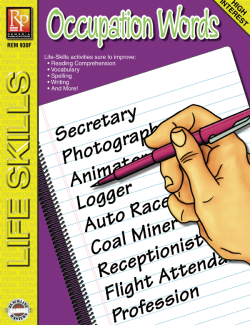 Life-Skill Lessons: Occupation Words Life-Skill Lessons: Occupation Words