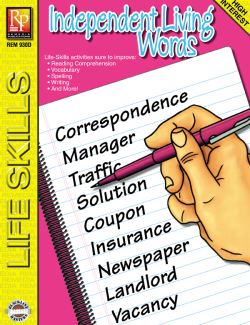 Life-Skill Lessons: Independent Living Words Life-Skill Lessons: Independent Living Words