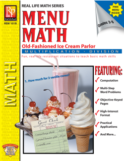 Menu Math: Old-Fashioned Ice Cream Parlor (x, ÷) Menu Math: Old-Fashioned Ice Cream Parlor (x, ÷)