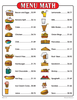 Menu Math for Beginners (Extra Menus) Menu Math for Beginners (Extra Menus)