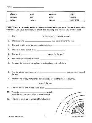 Science Vocabulary: Space Science Vocabulary: Space